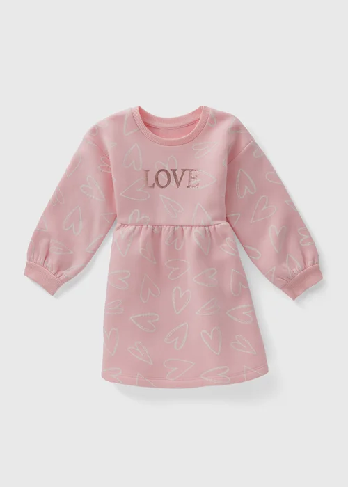 Girls Light Pink Love Sweat Dress (1-7yrs) - 1 half year to 2 Image 1