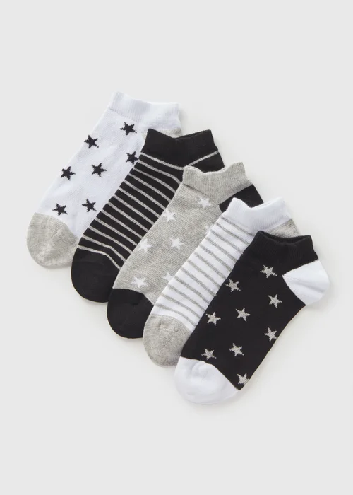 5 Pack Girls Star Trainer Socks (Younger 6-Older 5.5) - 4-5.5 Image 1