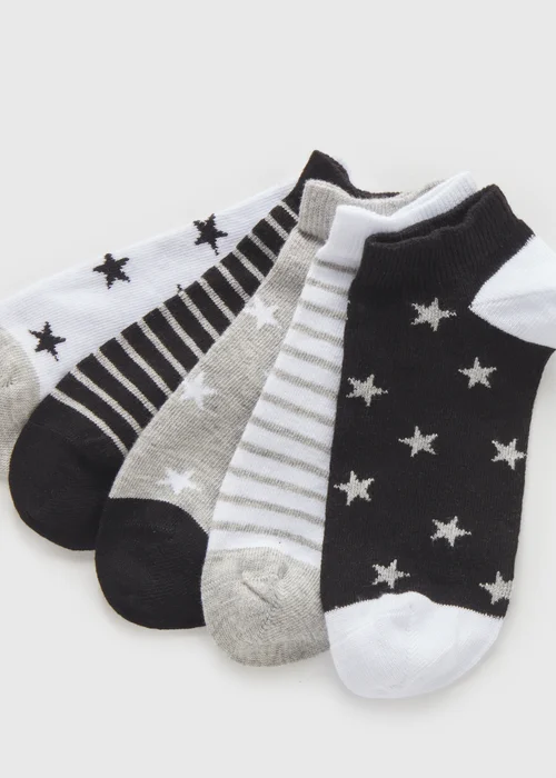 5 Pack Girls Star Trainer Socks (Younger 6-Older 5.5) - 4-5.5 Image 2