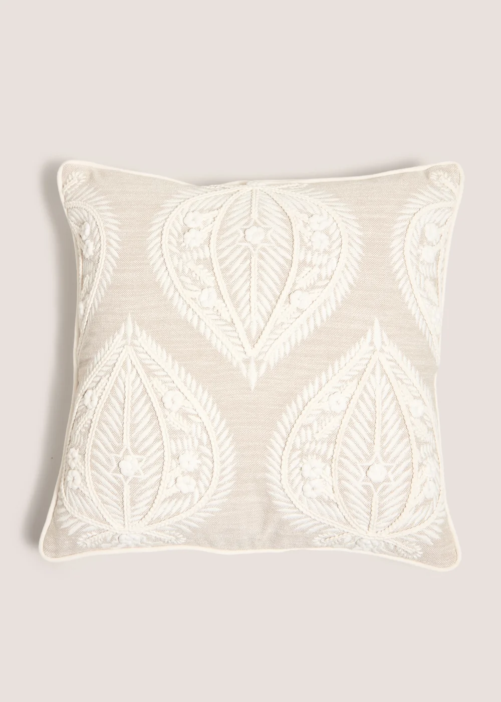 Cream Embellished Leaf Cushion (43cm x 43cm) Image 1