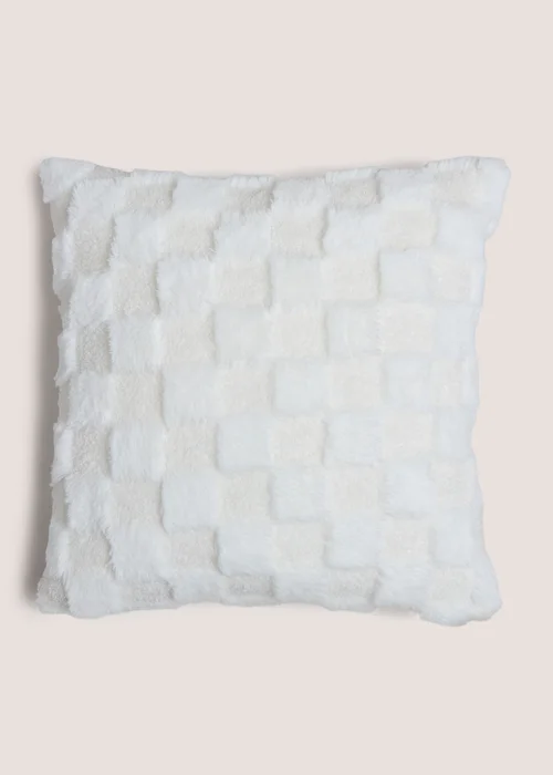 White Checkerboard Cushion Image 1