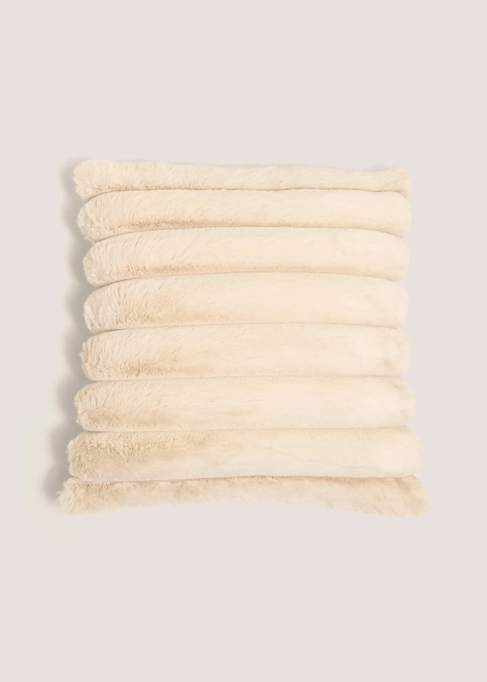 Natural Ribbed Faux Fur Cushion Image 1