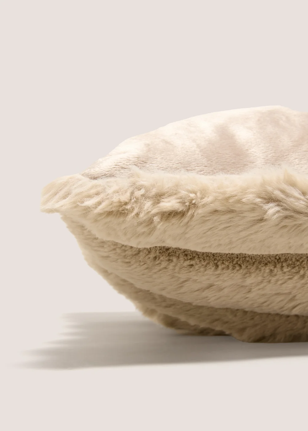 Natural Ribbed Faux Fur Cushion Image 2