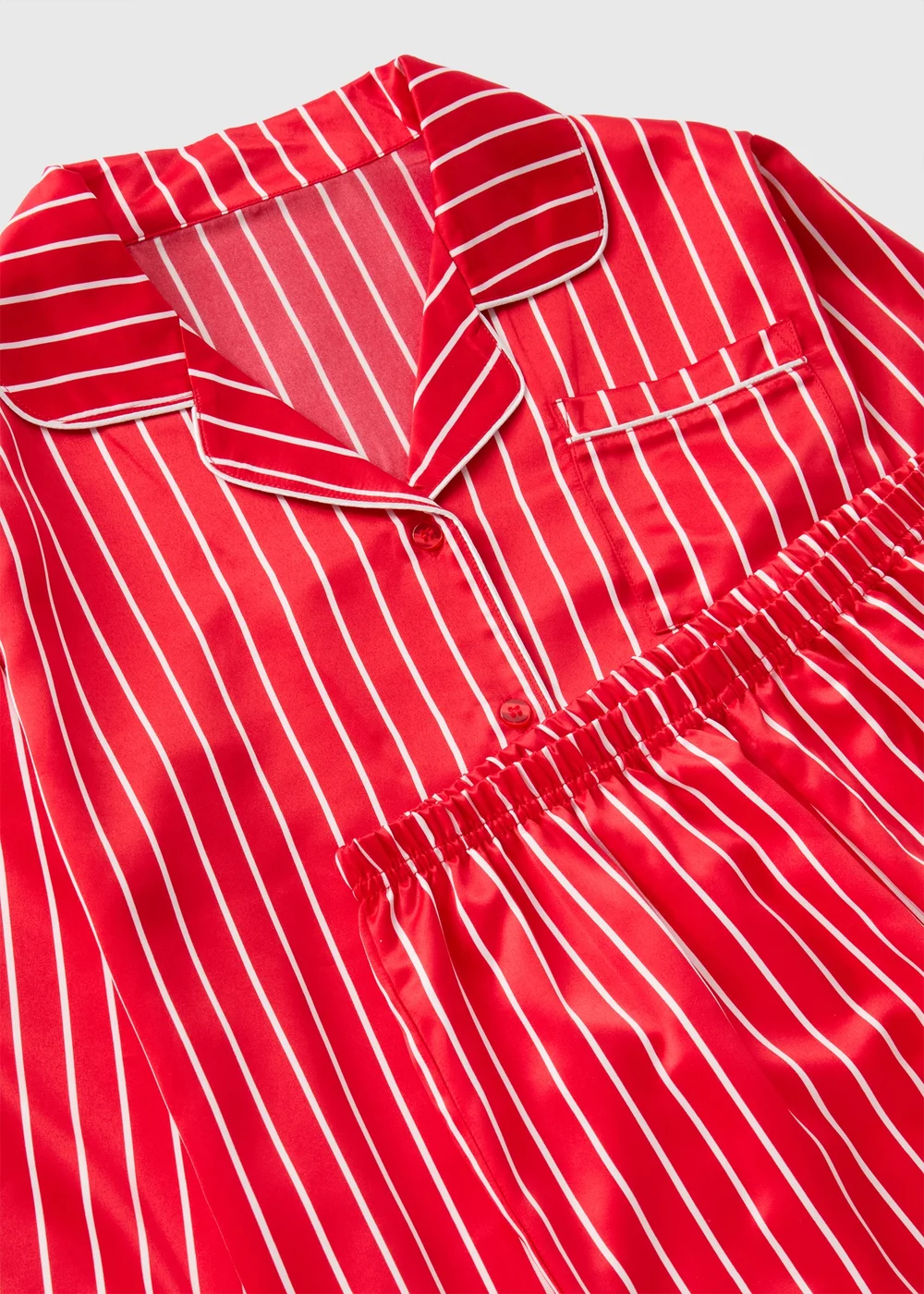 Girls Red Christmas Stripe Satin Pyjama Set (4-12yrs) - Age 4 Years Image 2