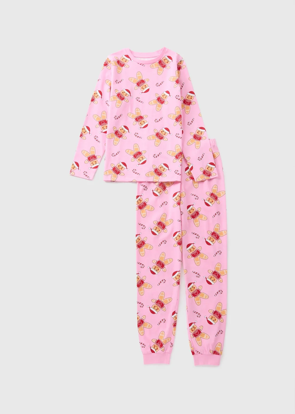 Girls Pink Gingerbread Pyjama Set (7-12yrs) - Age 7 Years Image 1