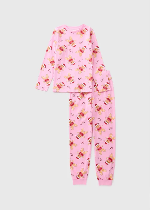 Girls Pink Gingerbread Pyjama Set (7-12yrs) - Age 7 Years Image 1