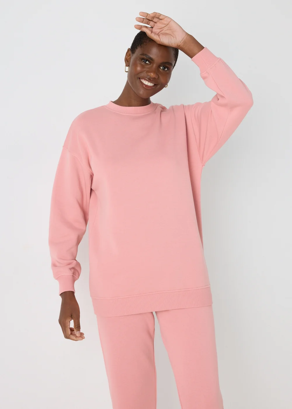 Pink Longline Sweatshirt - Small Image 1
