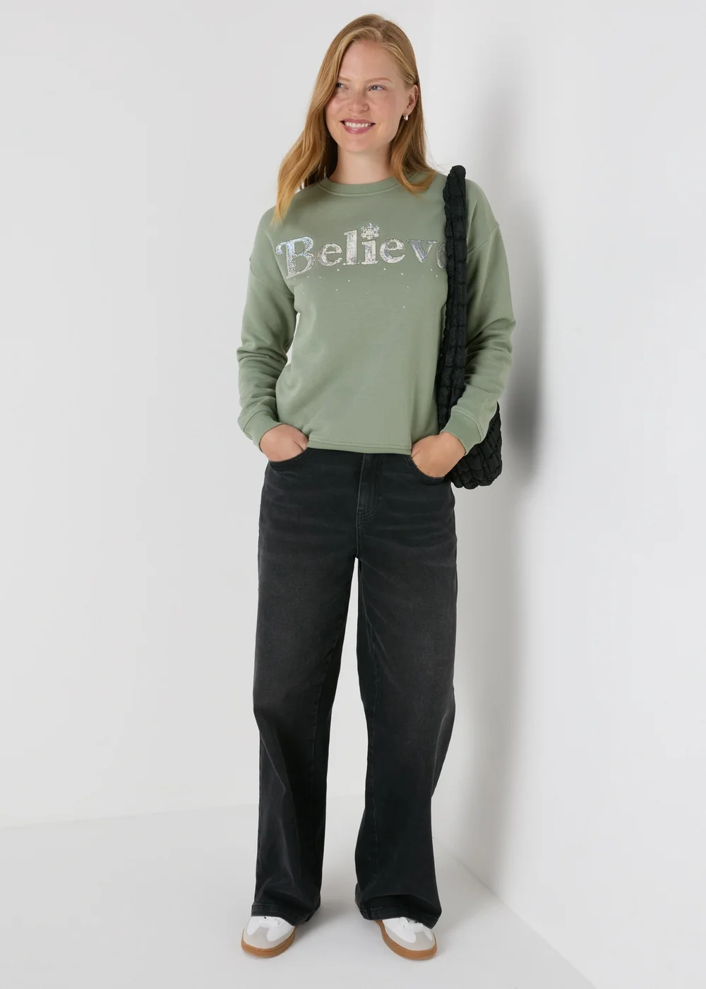 Wondrous Green Believe Sequin Sweatshirt - S Image 2