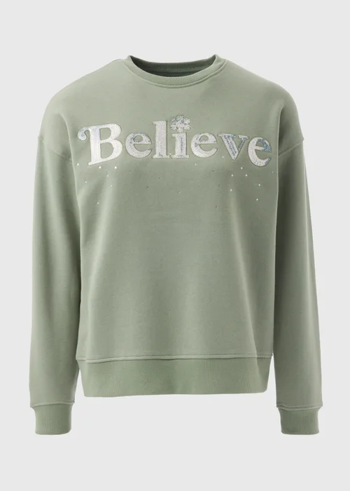 Wondrous Green Believe Sequin Sweatshirt - S Image 4