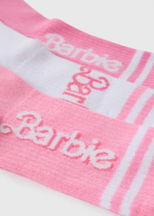 3 Pack Pink Barbie Sports Crew Socks - One Size Image 2