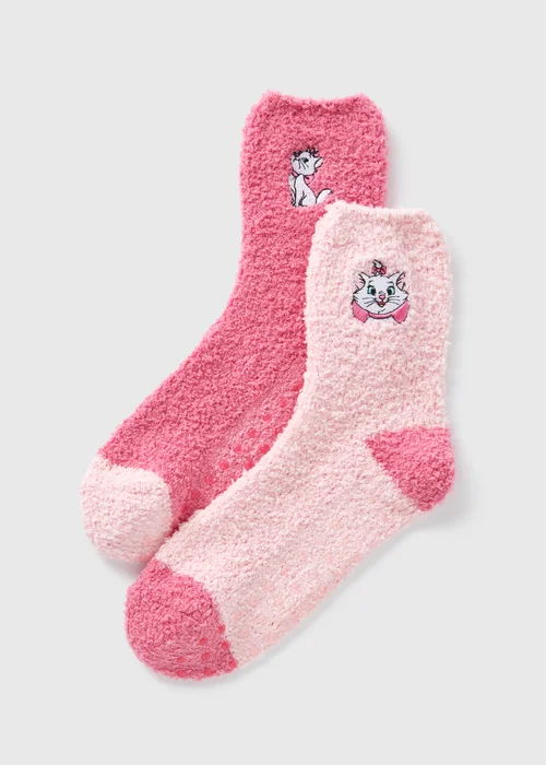 Disney 2 Pack Pink Marie Cosy Socks - One Size Image 1