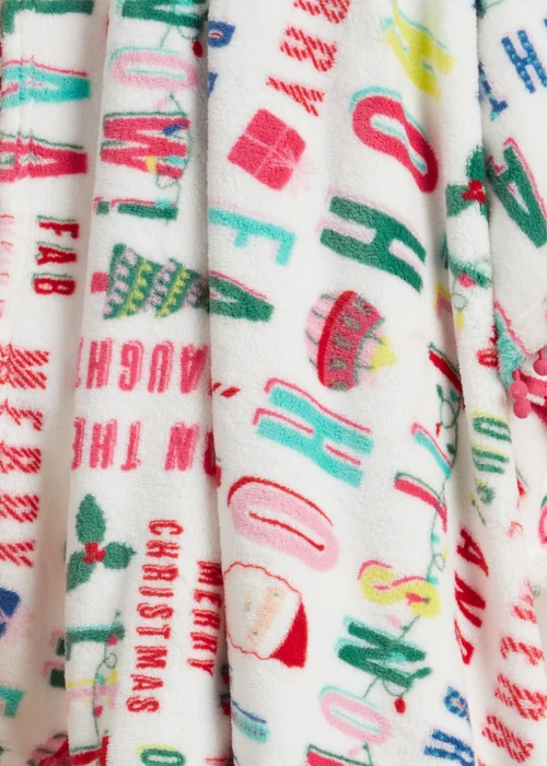 Multicolour Joyful Text Pom Throw Image 2