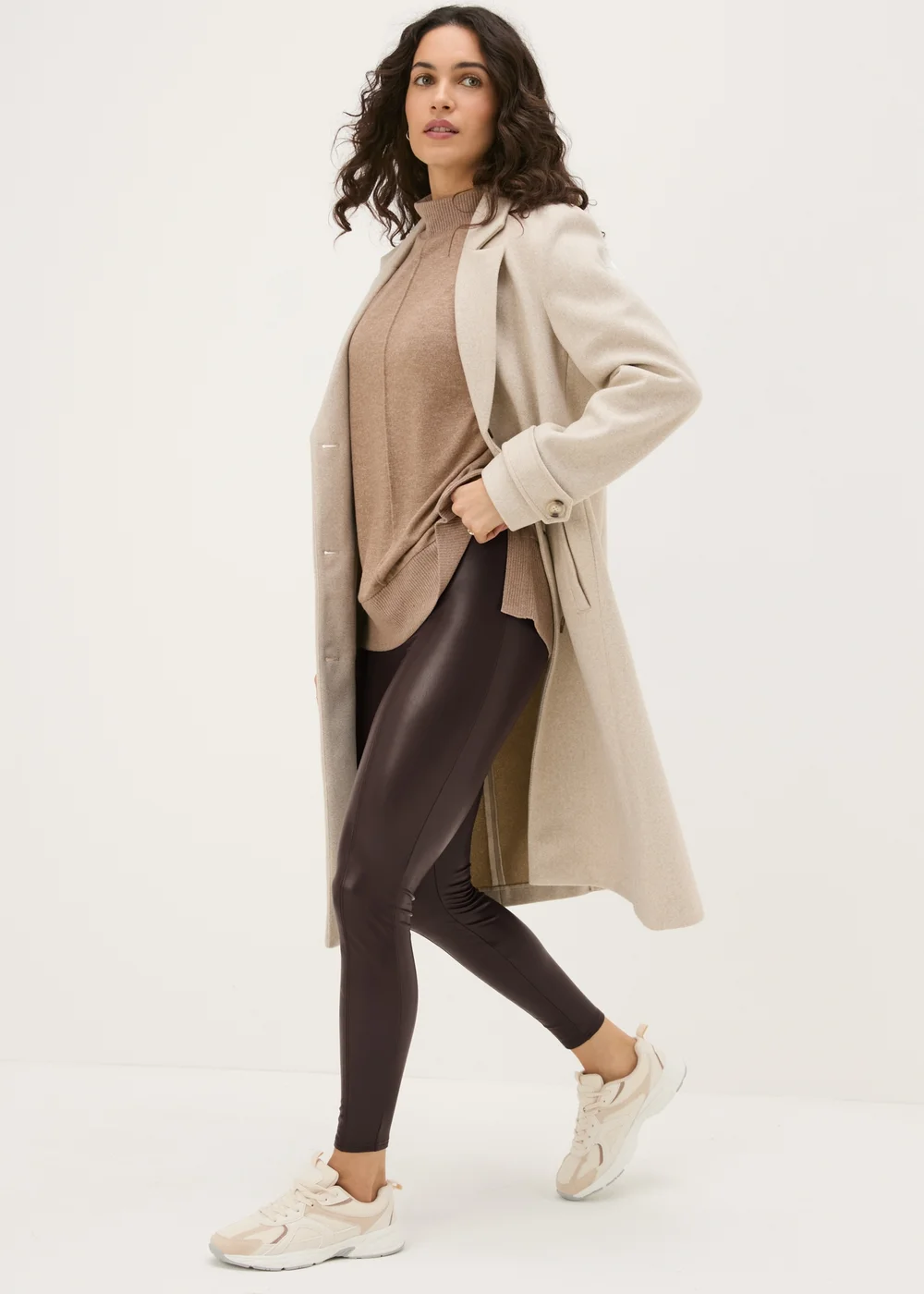 Brown Leather Look Leggings - 8 Image 1