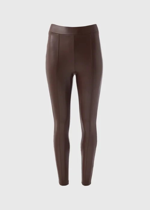 Brown Leather Look Leggings - 8 Image 3