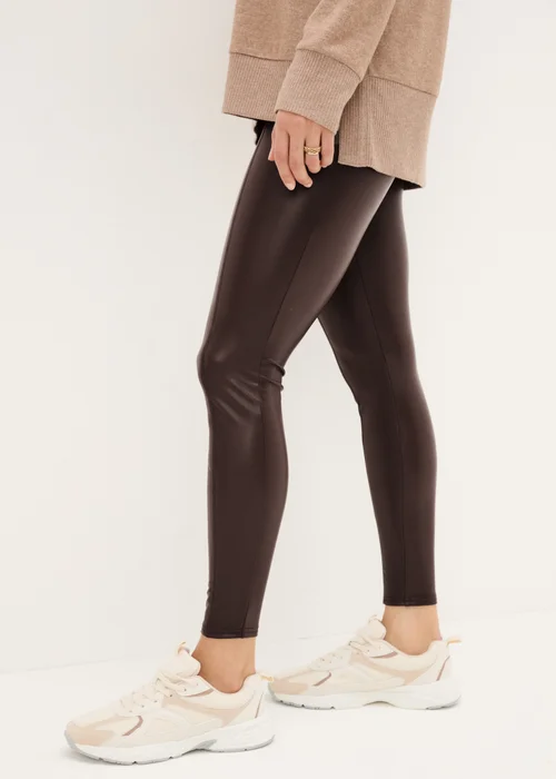 Brown Leather Look Leggings - 8 Image 2