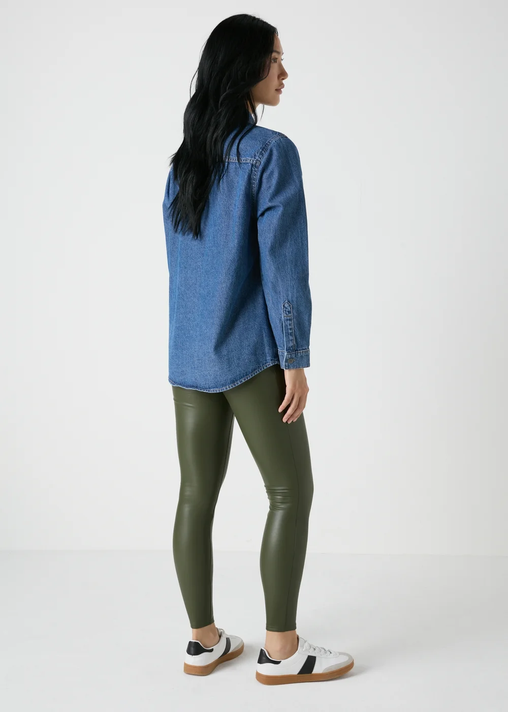 Khaki PU Leggings - 8 Image 2