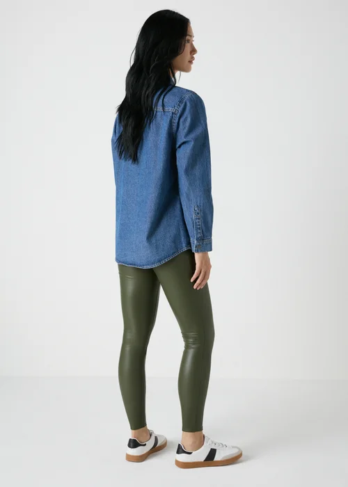 Khaki PU Leggings - 8 Image 2