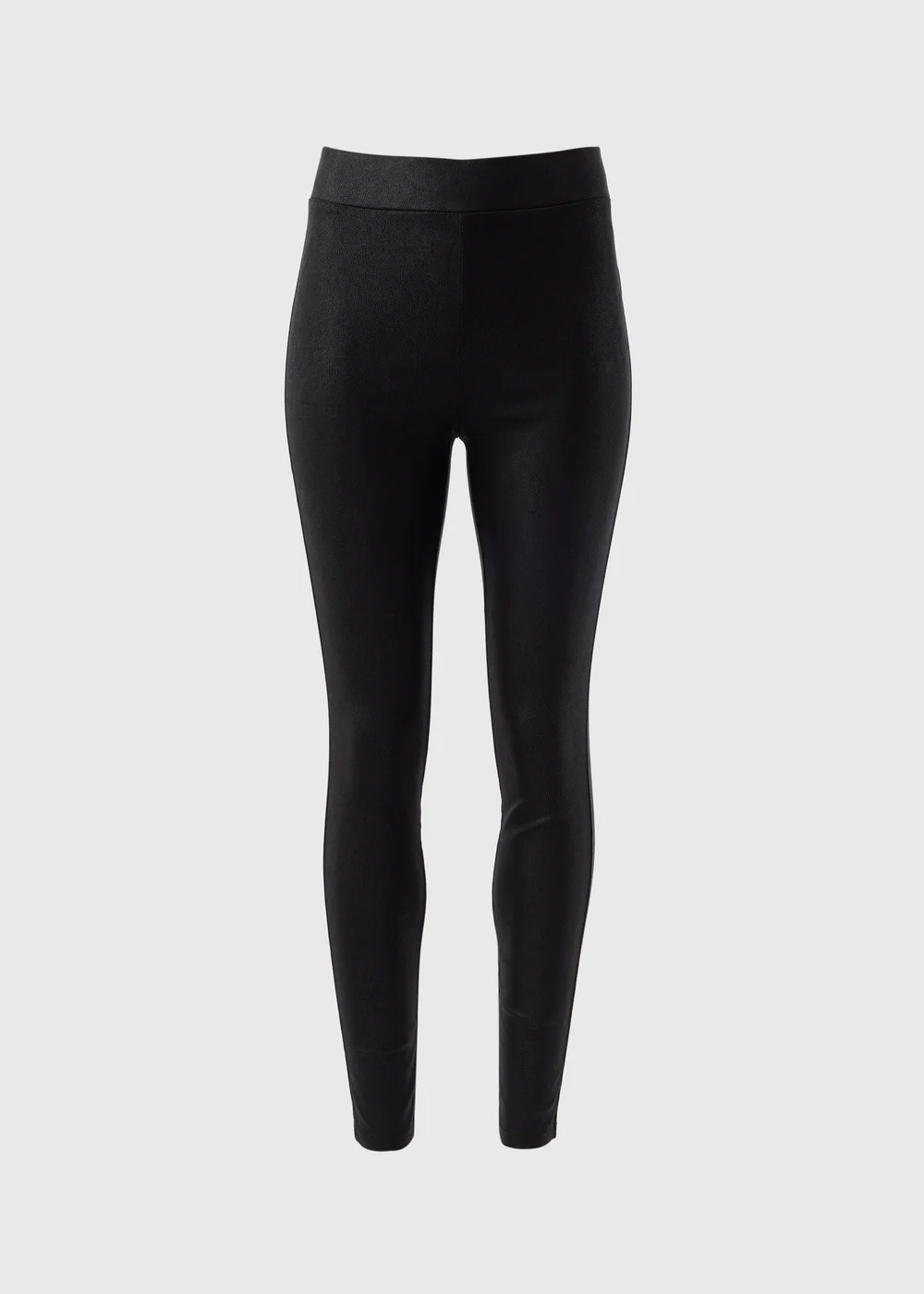 Black Coated PU Leggings - 8 Image 2