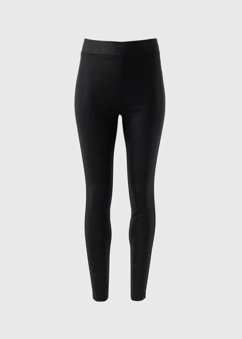 Black Coated PU Leggings - 8 Image 2