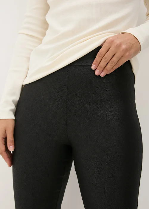 Black Coated PU Leggings - 8 Image 1