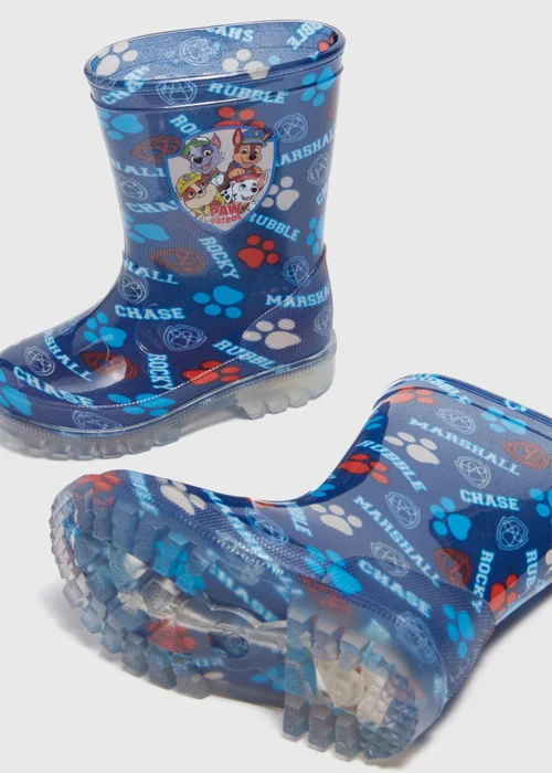 Paw Patrol Blue Light Up Wellies (Younger 4-12) - Size 4 Infants Image 2