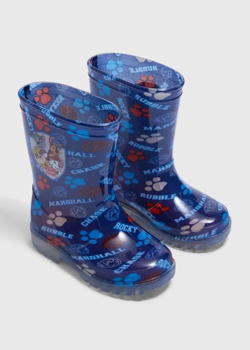Paw Patrol Blue Light Up Wellies (Younger 4-12) - Size 4 Infants Image 1