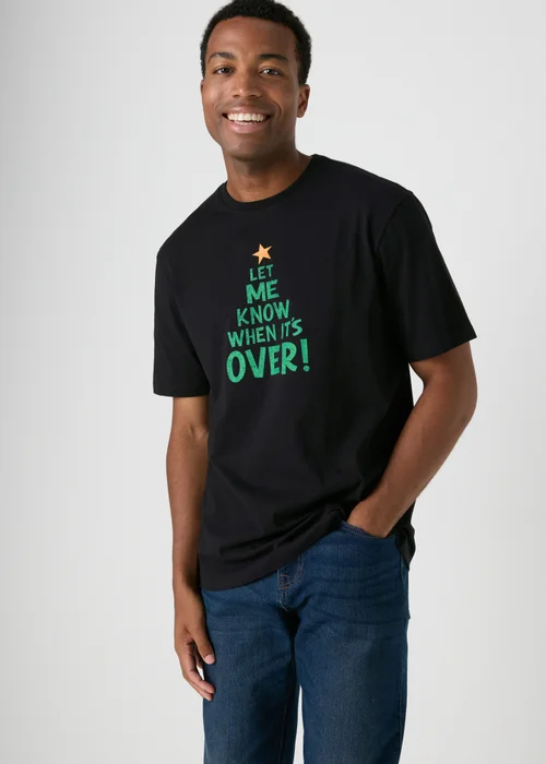 Black Christmas Tree Slogan T-Shirt - S Image 1