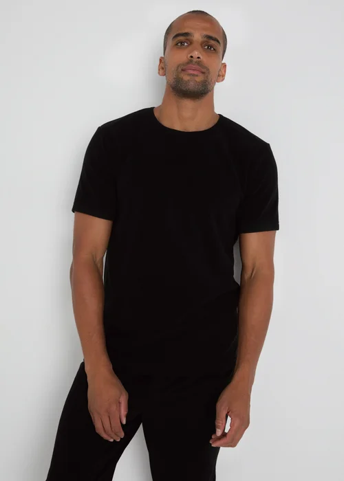 Black Ribbed Fleece T-Shirt - S Image 3