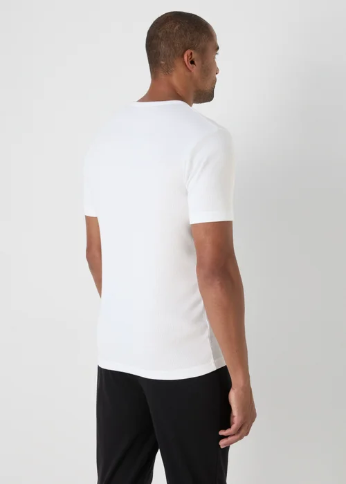 White Ribbed Thermal T-Shirt - S Image 3