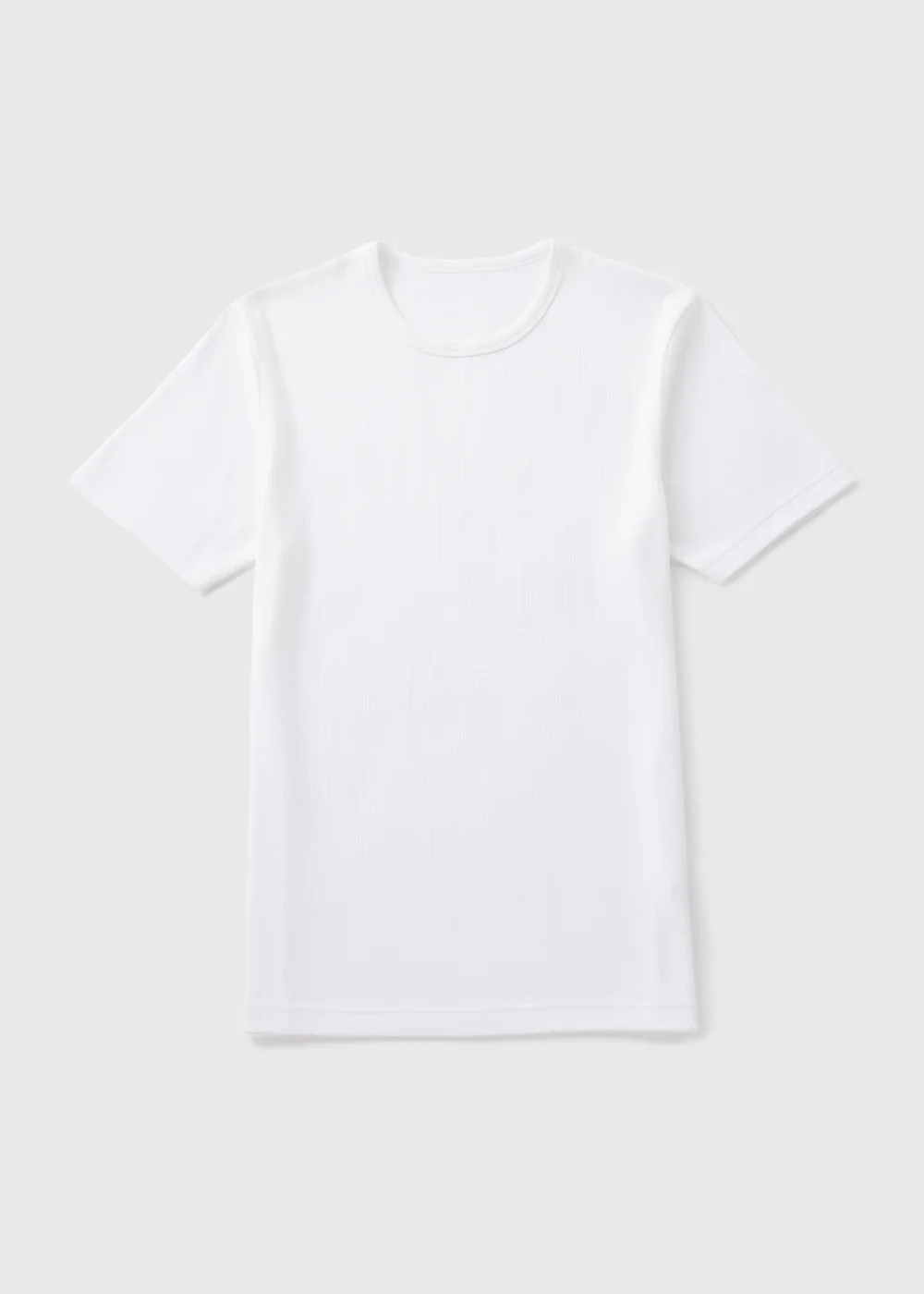 White Ribbed Thermal T-Shirt - S Image 1