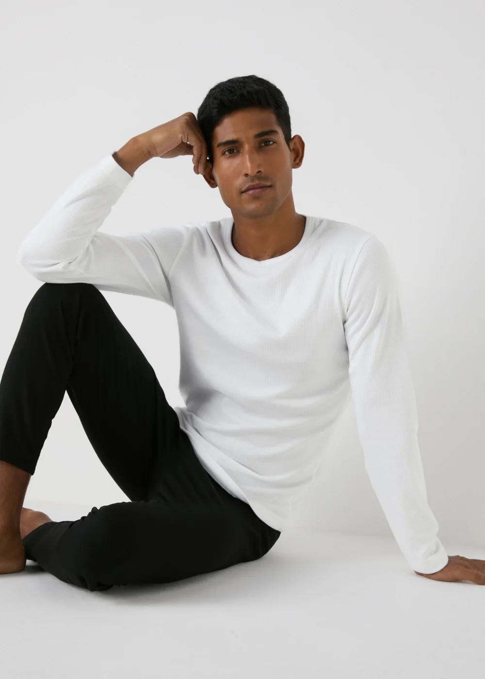 White Long Sleeve Thermal T-Shirt - S Image 2