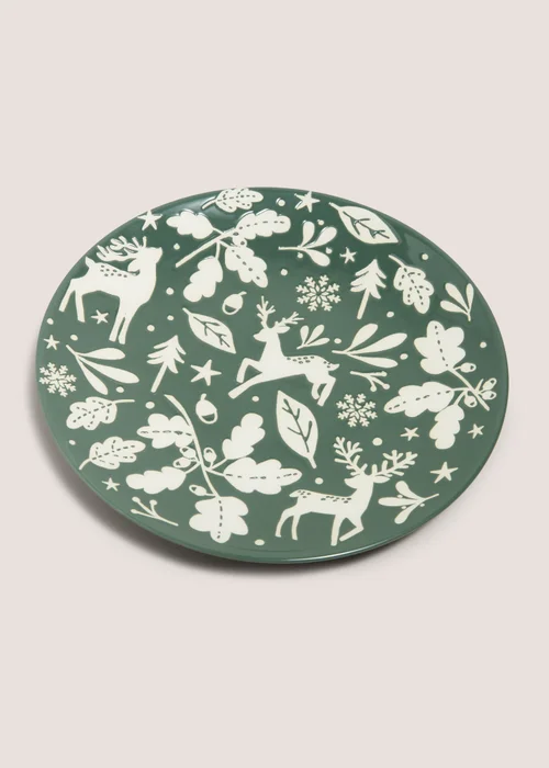 Winter Poem Green Stag Dinner Plate Image 1