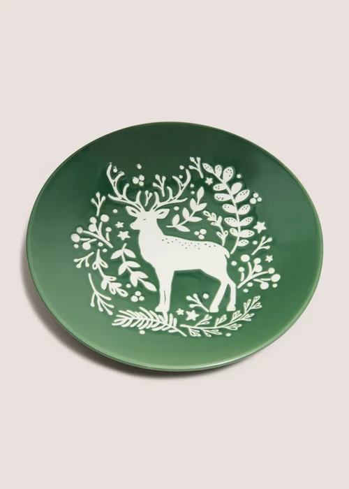 Winter Poem Green Stag Tree Side Plate Image 1
