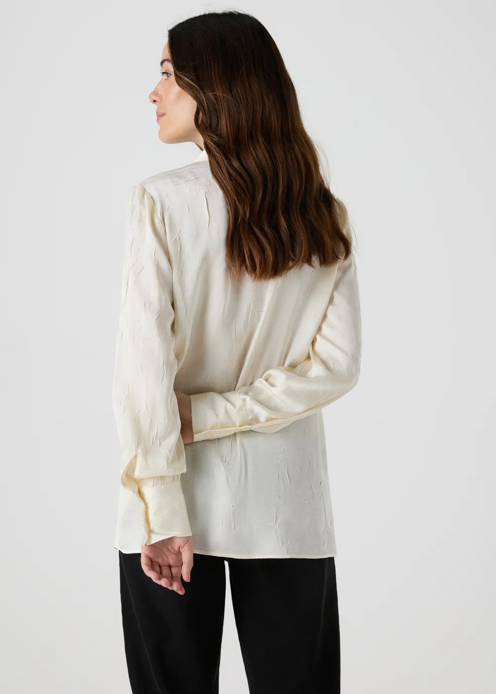 Cream Crinkle Satin Shirt - 8 Image 2