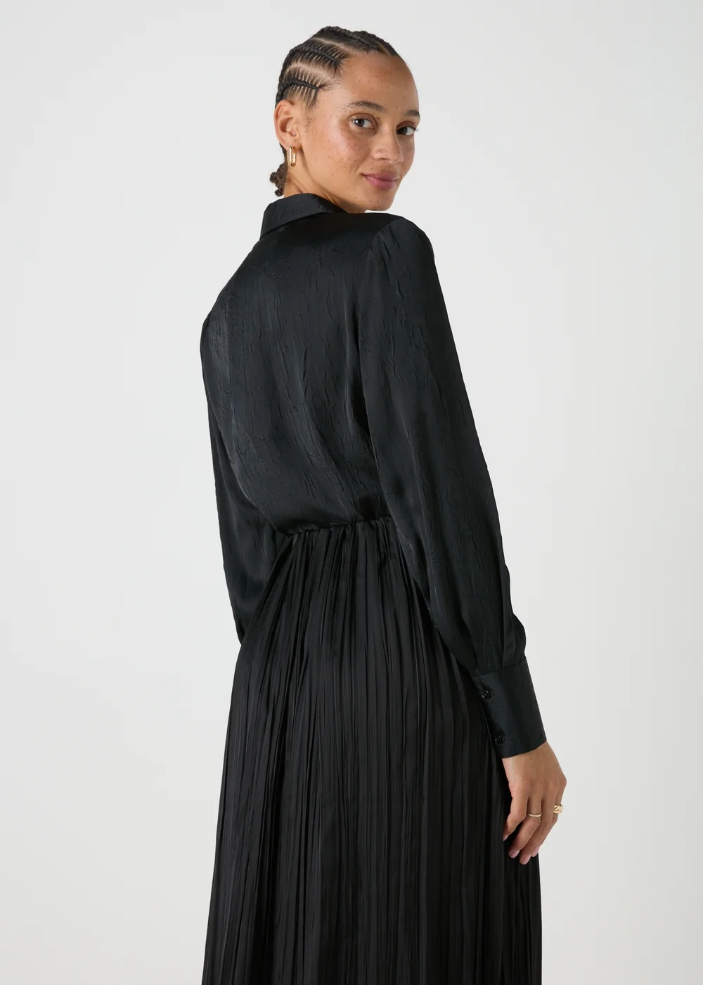 Black Crinkle Satin Shirt - 8 Image 2