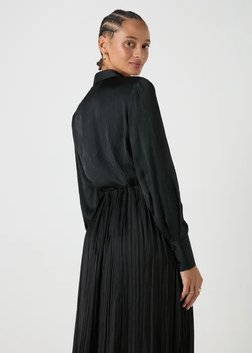 Black Crinkle Satin Shirt - 8 Image 2
