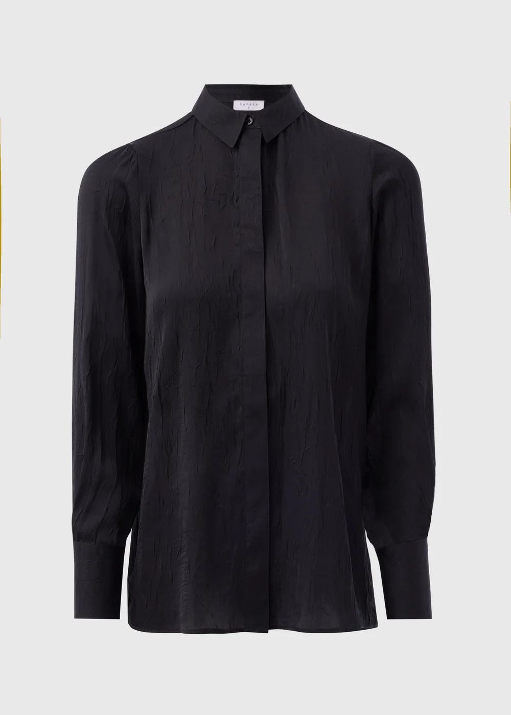 Black Crinkle Satin Shirt - 8 Image 4