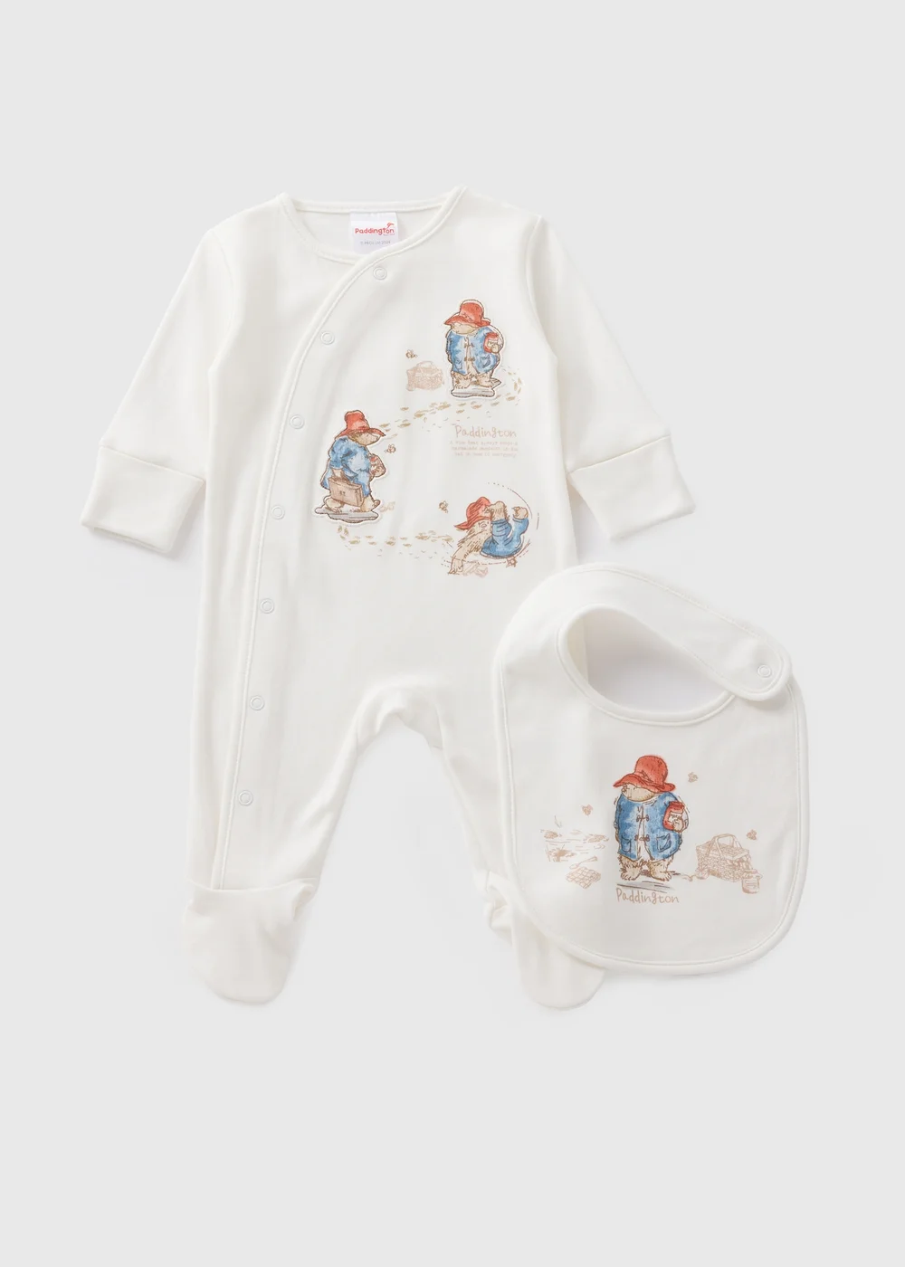 Paddington Baby Cream Sleepsuit & Bib (Newborn-18mths) - Age 0 - 3 Months Image 1