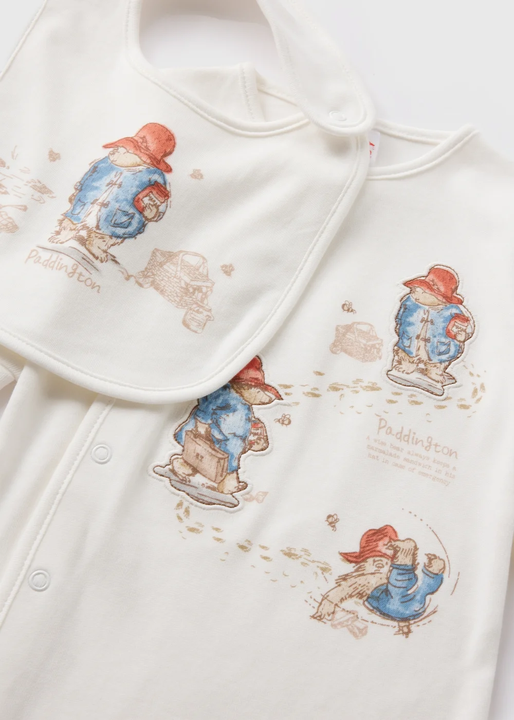 Paddington Baby Cream Sleepsuit & Bib (Newborn-18mths) - Age 0 - 3 Months Image 2