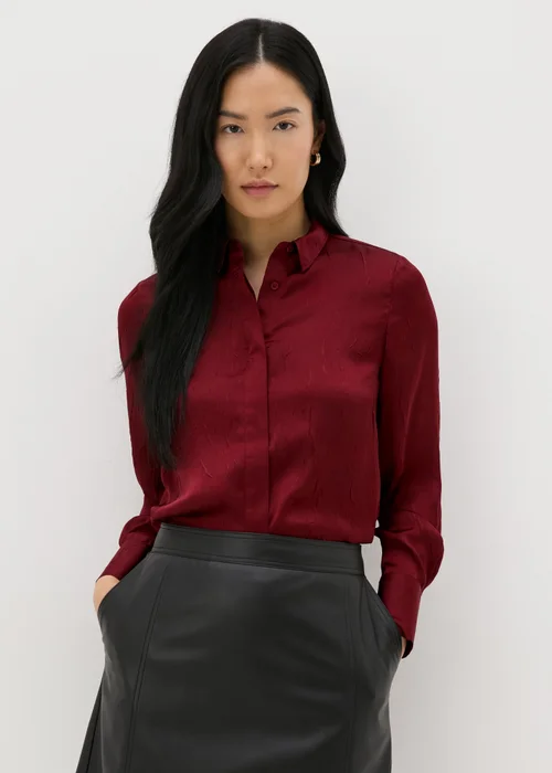 Burgundy Crinkle Satin Shirt - Size 8 Image 2