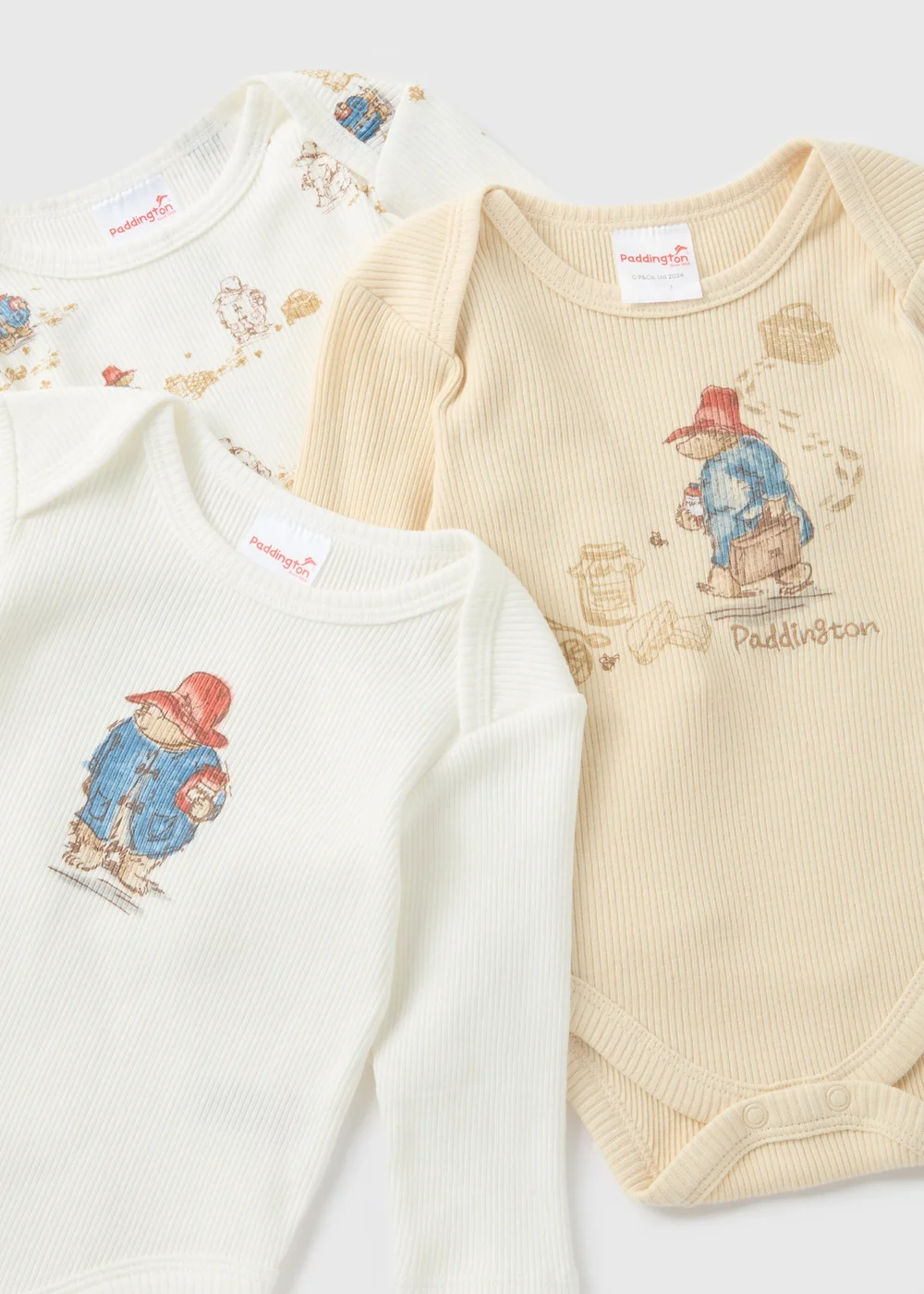 Paddington 3 Pack Baby Cream Bodysuits (Newborn-18mths) - Age 0 - 3 Months Image 2