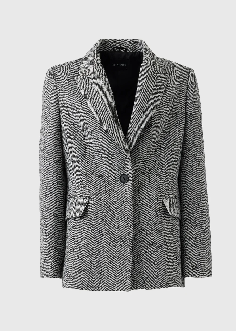 Et Vous Black Herringbone Blazer - 8 Image 4