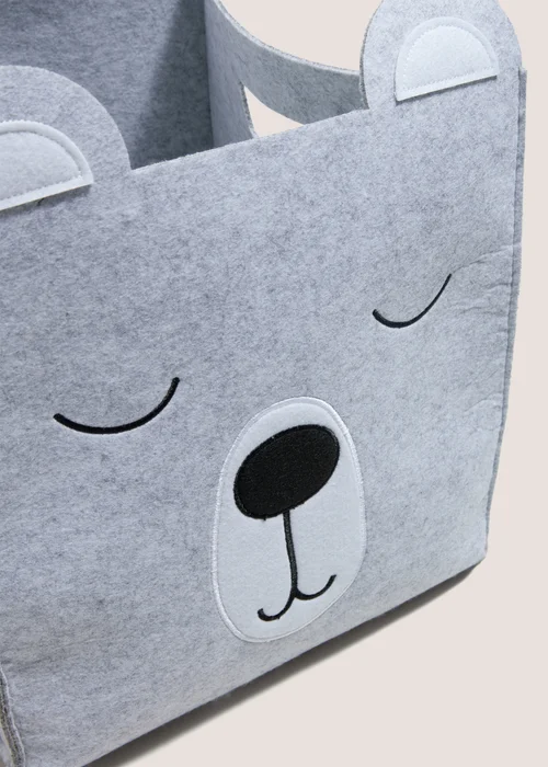 Grey Bear Felt Storage Basket (42cm x 32cm x 21cm) Image 2