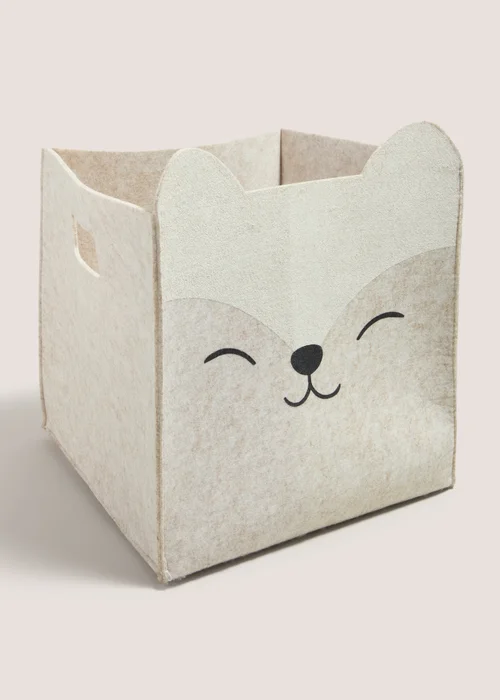 Kids Neutral Felt Fox Basket Image 1