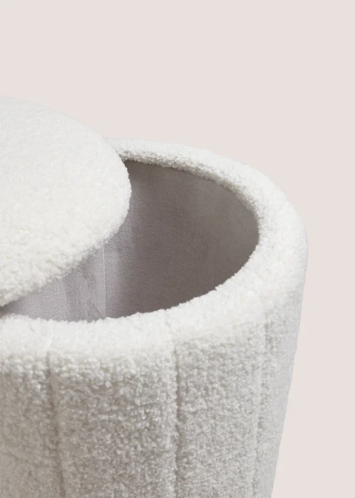 Cream Teddy Ribbed Pouffe Image 2