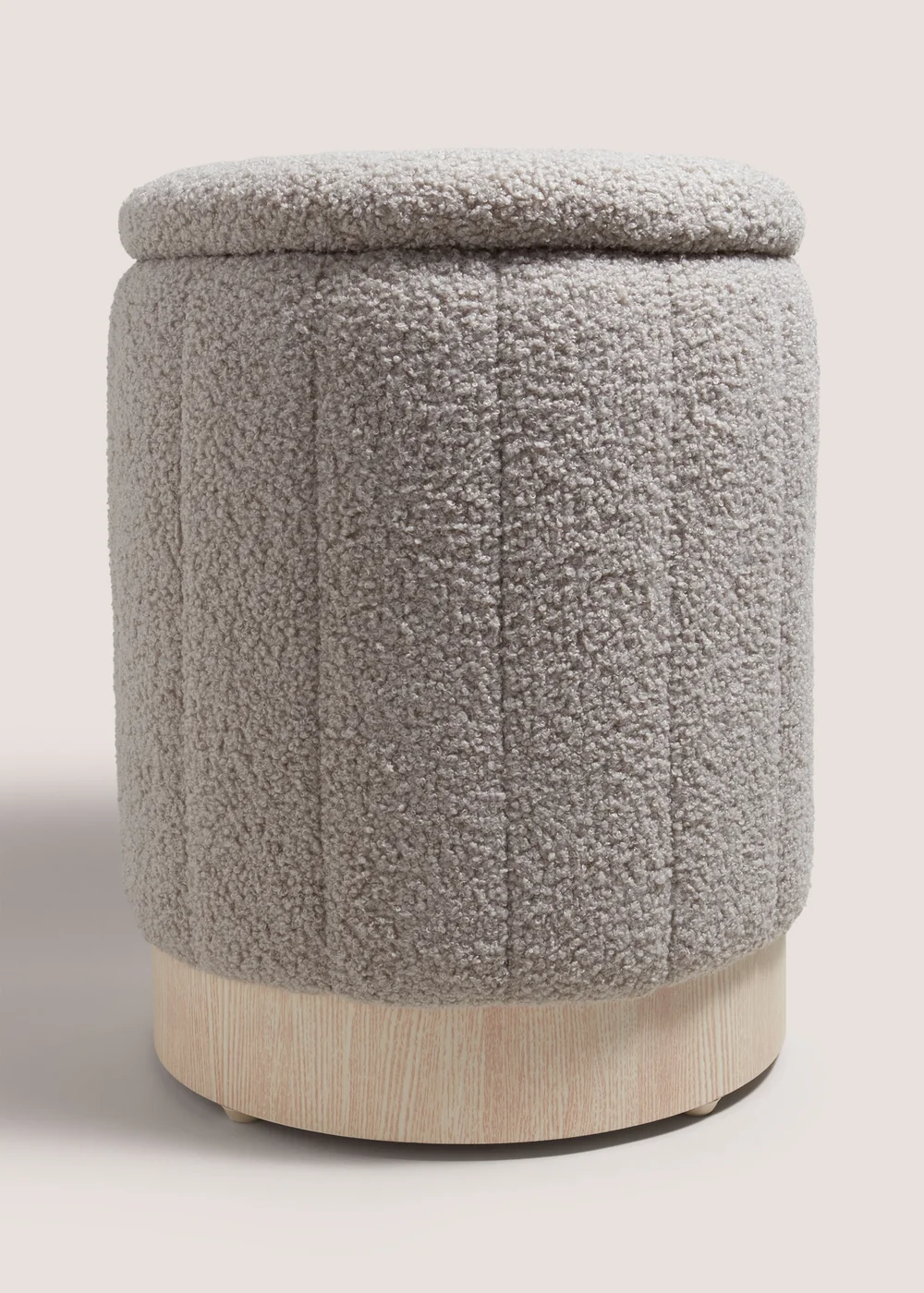 Grey Teddy Ribbed Pouffe Image 1