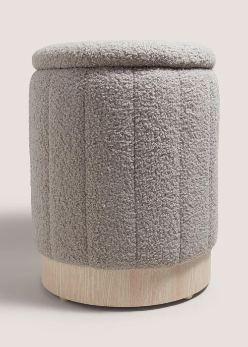 Grey Teddy Ribbed Pouffe Image 1