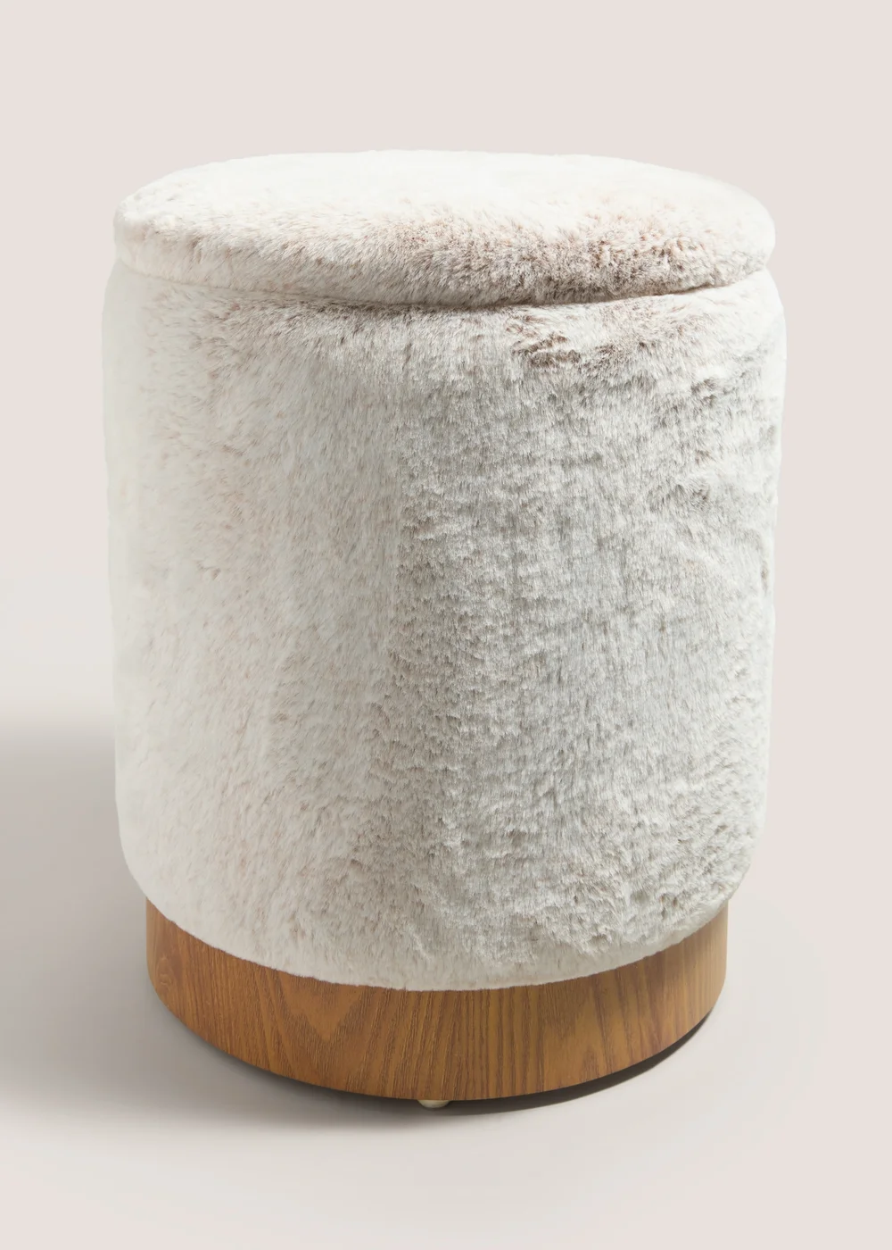 Cream Faux Fur Storage Pouffe Image 1
