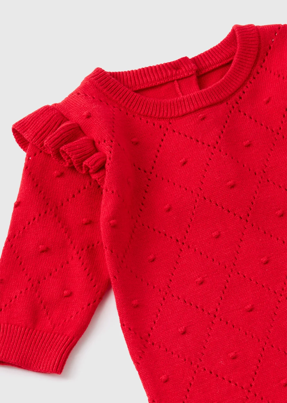 Baby Red Pointelle Knitted Romper - 0-3 months Image 2