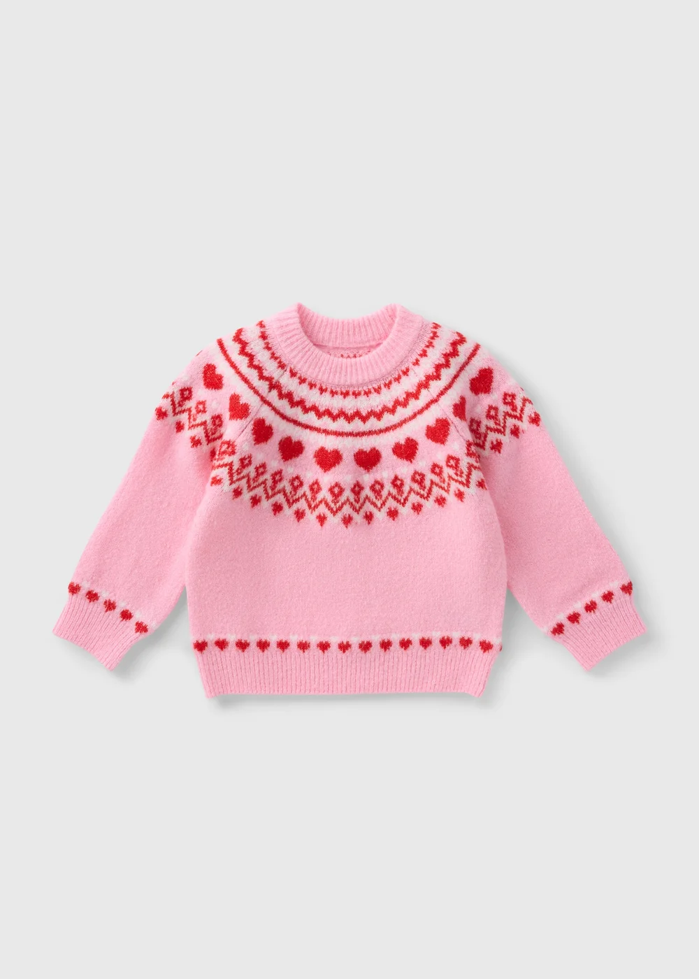Girls Pink Knitted Fairisle Jumper (1-7yrs) - 1-1.5 Yrs Image 1